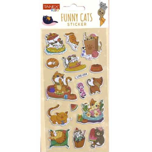 TANEX TNX-5094 FUNNY CATS STİCKER-1 PUFFY STİCKER