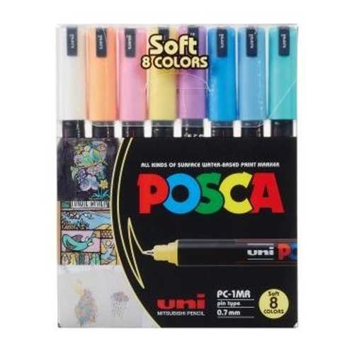 UNİ-BALL POSCA 0.7 SU BAZLI POSTER MARKÖR SOFT 8Lİ