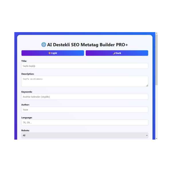 AI DESTEKLİ SEO METATAG BUİLDER PRO+