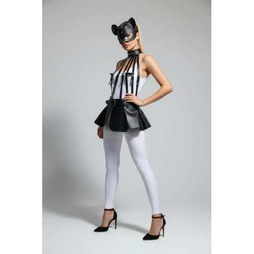 SİYAH ETEK SUNİ DERİ ETEK PEPLUM KEMER DETAYLI ETEK - BRF1313