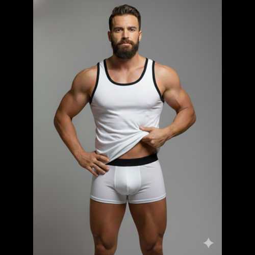ERKEK BEYAZ TANK TOP BOXER TAKIM