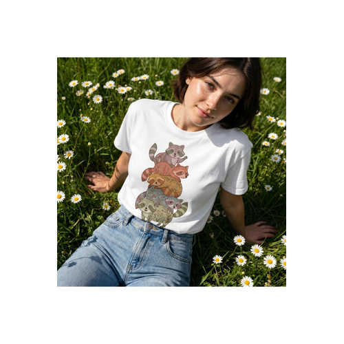 KEDI TEMALI VIVTAGE % 100 PAMUK TREND BEYAZ UNISEX T-SHIRT