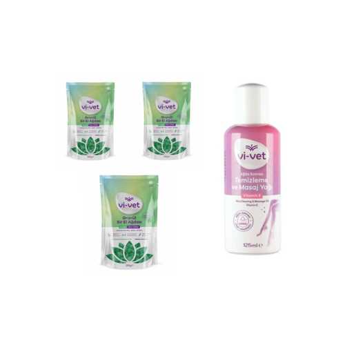VIVET GRANÜL SIR AĞDA AZULEN 250 GR 3 ADET + VIVET AĞDA TEMIZLEME VE MASAJ YAĞI VITAMINE 125 ML