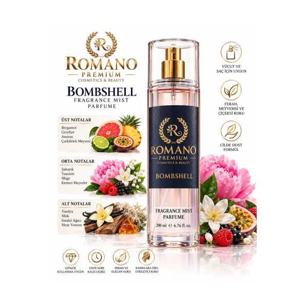 ROMANO PREMİUM BOMBSHELL VÜCUT SPREYİ 200 ML KALICI PARFÜM ESANSLI