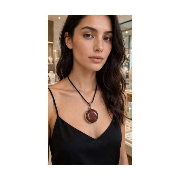 AKİK TAŞLI MADALYON KOLYE