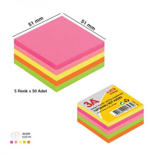 ARK POST-İT RENKLİ 5X50 51MMX51MM 1343 -12