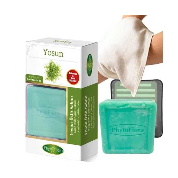 PHYTOFLORA YOSUN ÖZLÜ SABUN KESE VE SABUNLUK HEDİYELİ SET