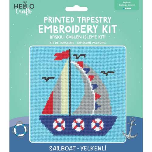 H.CRAFTS BASKILI GOBLEN KİTİ-YELKENLİ