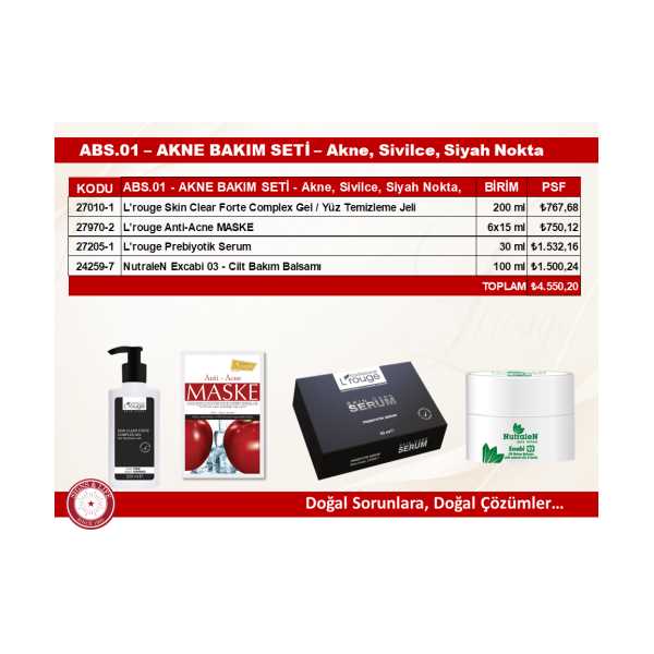 ABS.01 – AKNE BAKIM SETİ – AKNE, SİVİLCE, SİYAH NOKTA
