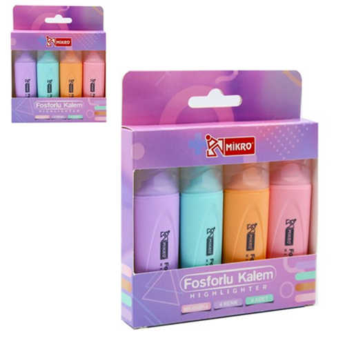 MİKRO MK-605P-4 PASTEL RENKLİ FOSFORLU KALEM