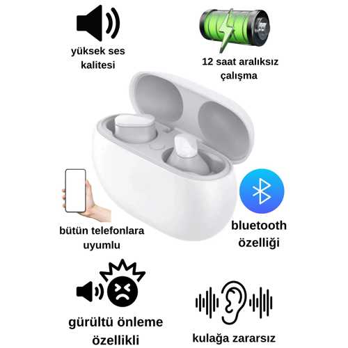 GÜRÜLTÜ ÖNLEME ÖZELLİKLİ BULUTUTLU GERÇEK KABLOSUZ KULAK I?Çİ KULAKLIK BEYAZ