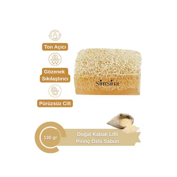 DOĞAL KABAK LİFLİ PİRİNÇ ÖZLÜ SABUN – PEELİNG VE CİLT BEYAZLATICI 130G