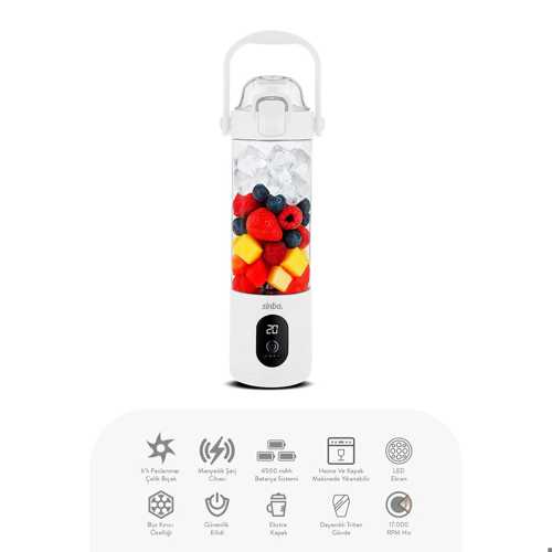 ŞARJLI TAŞINABİLİR SMOOTHİE BLENDER 700MLBUZ KIRMA - ÇELİK BIÇAK MANYETİK ŞARJ 150W 4500MAH SHB-7504