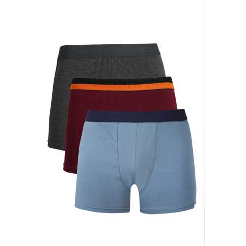 ERKEK PENYE 3'LÜ BOXER FÜME-BORDO-İNDIGO