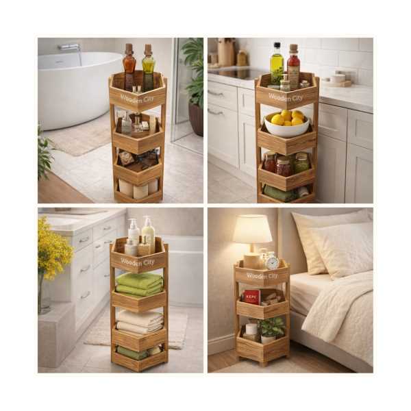 WOODEN CİTY AHŞAP BANYO RAFI BANYO DÜZENLEYİCİ HAVLULUK ÇOK AMAÇLI RAF MUTFAK RAFI ORGANİZER RAF 