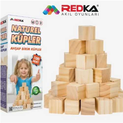 REDKA NATUREL AHŞAP KÜPLER 100 PARÇA