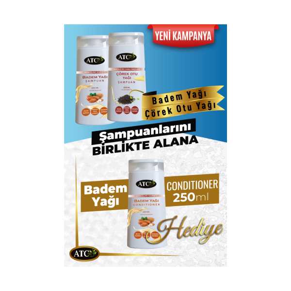 İKİ ATC VİTAL BİTKİ ÖZLÜ ŞAMPUANA BİR ATC VİTAL SAÇ KREMİ HEDİYE