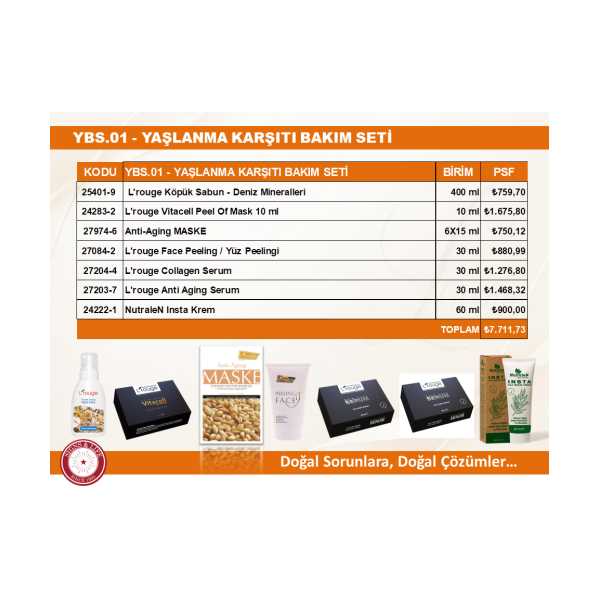 YBS.01 - YAŞLANMA KARŞITI BAKIM SETİ