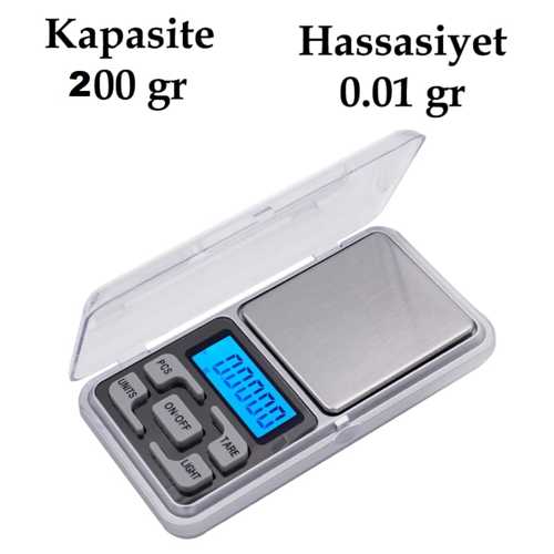 DİJİTAL HASSAS ELEKTRONİK KUYUMCU CEP TERAZİSİ TARTI 200 GR /  0.01 GR (4172)