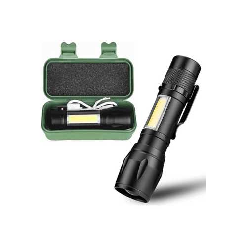ULTRA GÜÇLÜ USB ŞARJLI EL FENERİ KUTULU KAMP FENERİ AVCILIK FENERİ