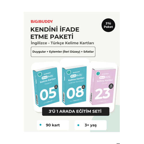 WORDSBUDDY ÇOCUKLAR İÇIN TÜRKÇE İNGILIZCE KENDINI İFADE ETME PAKETI 90 KART 3'LÜ SET (CIHAZ HARIÇ)