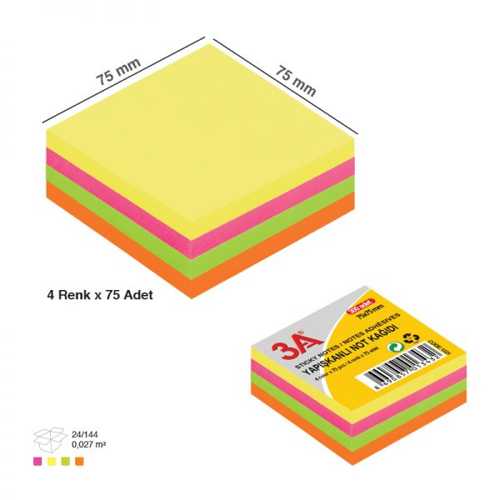 ARK POST-İT NEON RENK 4X75 75MMX75MM 1321 -12