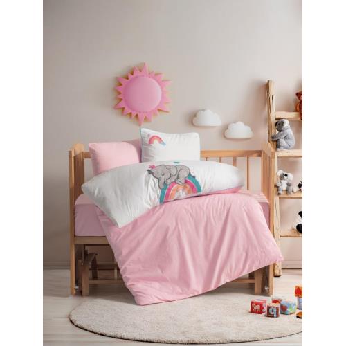 COTTON BOX PUNCH NAKIŞLI BEBEK NEVRESIM TAKIMI LUCKY PEMBE