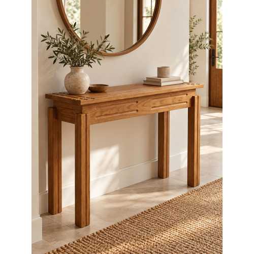 MASİF AHŞAP KONSOL, NARROW ENTRYWAY TABLE, MİNİMALİST SUSTAİNABLE FURNİTURE, BOTANİCAL DYES