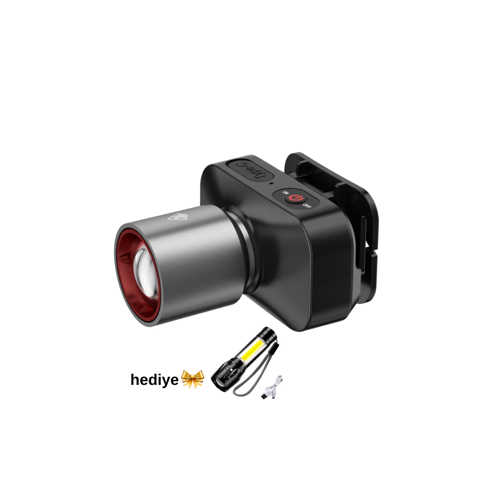 GOLD KAMA GK801 LED KAFA FENERİ - 50W CREE LED, ŞARJLI VE SU GEÇİRMEZ MİNİ ZOMLU FENER HEDİYELİ