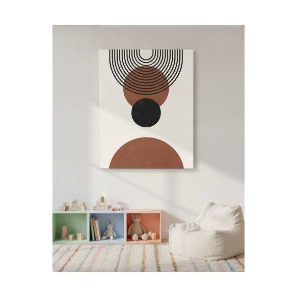 MINIMAL GEOMETRIK DAIRELER KANVAS TABLO – BOHEM VE MID CENTURY MODERN SOYUT DUVAR DEKORU