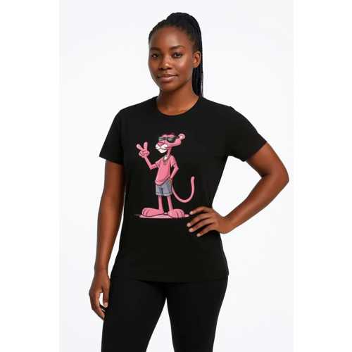 BISIKLET YAKA KISA KOLLU BASKILI T-SHIRT - SIYAH