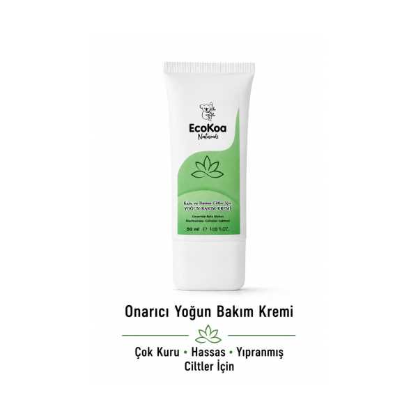 ECOKOA NATURALS ÇOK KURU YIPRANMIŞ KURUMUŞ HASSAS EĞZAMALI CİLTLER İÇİN ONARIM KREMİ 50 ML