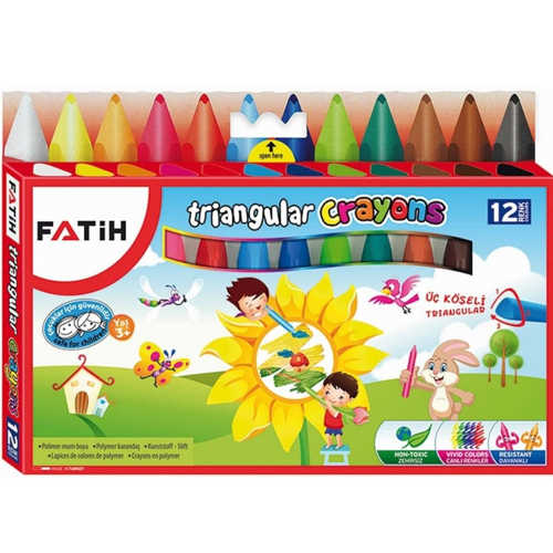 FATİH MUM PASTEL BOYA TRİANGULAR ÜÇGEN CRA 12 RENK