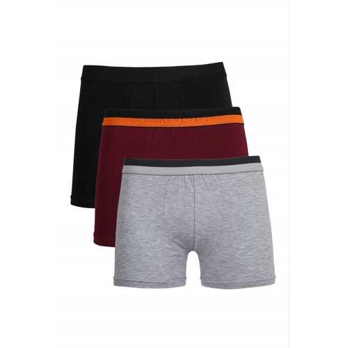ERKEK PENYE 3'LÜ BOXER SIYAH-GRI-BORDO