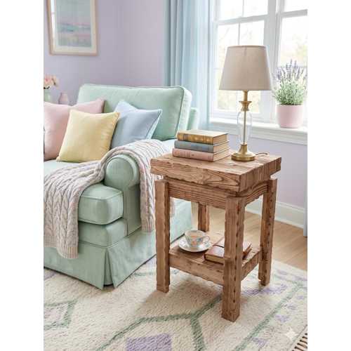EL YAPIMI MASİF AHŞAP KOMİDİN, DİSTRESSED ÇİFTLİK EVİ END TABLE, RUSTİK BEDSİDE FURNİTURE