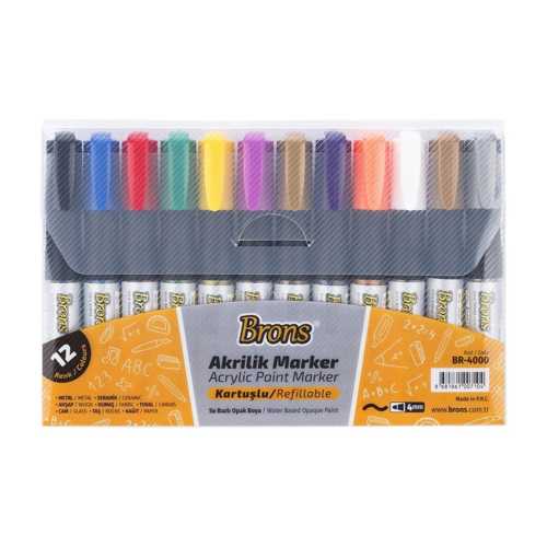 BRONS AKRİLİK MARKER KALEM 12Lİ TAKIM