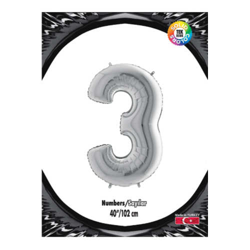 KİKAJOY RAKAM FOLYO BALON 40" GÜMÜŞ -3-