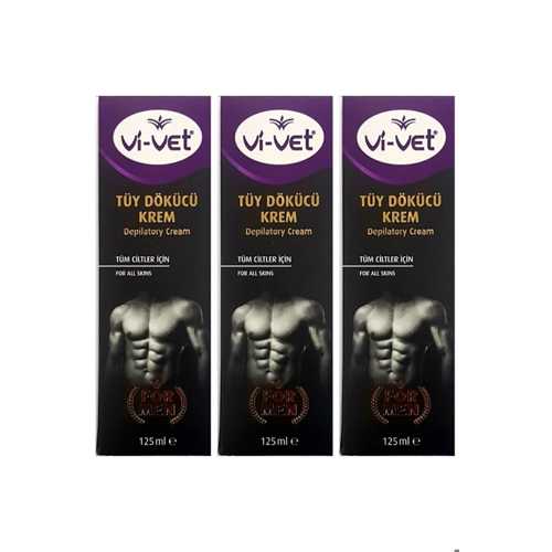 VİVET ERKEK TÜY DÖKÜCÜ KREM TÜM CİLTLER 125ML X 3 ADET VİVET FORMEN