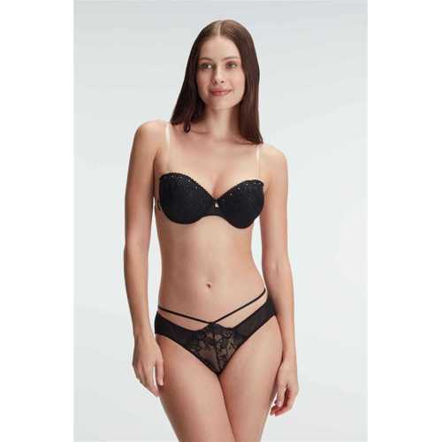 BALENLİ PUSH UP DESTEKLİ STRAPLEZ ŞEFFAF SIRT SÜTYENİ