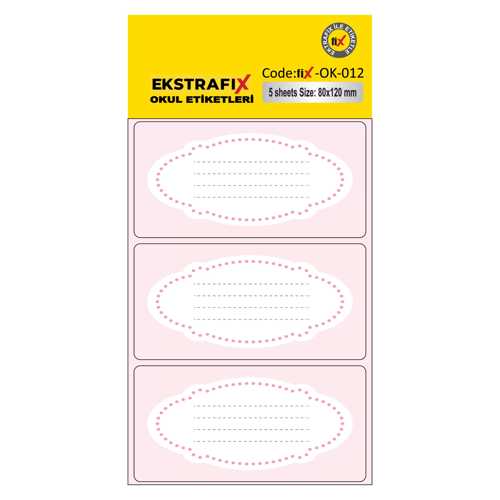 EKSTRAFİX (OK-012) OKUL ETİKET 80X120MM Q