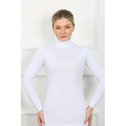 BAYAN UZUN KOL BOĞAZLI BODY BEYAZ