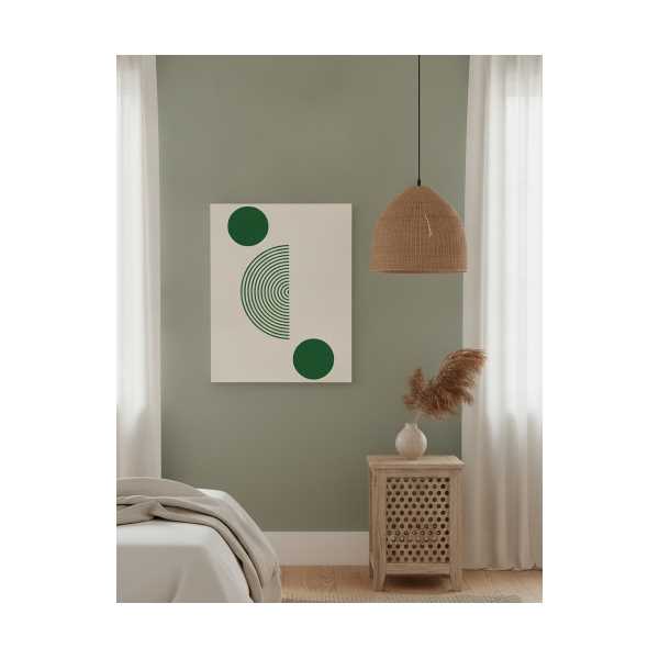 YEŞIL GEOMETRIK MINIMAL KANVAS TABLO – MODERN SOYUT DAIRE DUVAR DEKORU