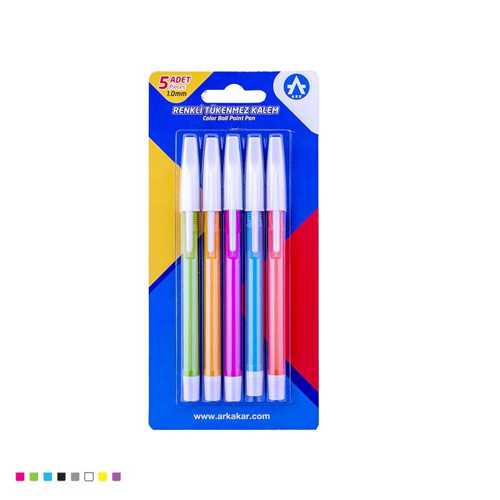 ARK RENKLİ TÜKENMEZ KALEM 5 ADET 1.0MM 5001