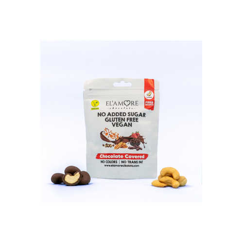 ŞEKER İLAVESIZ, GLÜTENSIZ, VEGAN KAJULU BITTER ÇIKOLATA - DOYPACK 50 GR