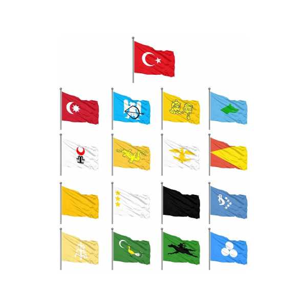 17 ' Lİ ESKİ TÜRK DEVLETLERİ BAYRAĞI SETİ 100X150 CM 