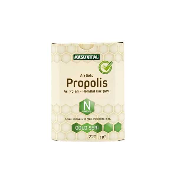 AKSUVİTAL PROPOLİSLİ ARI SÜTÜ BAL POLEN KARIŞIMI (N) 8.000 MG - 220 GR