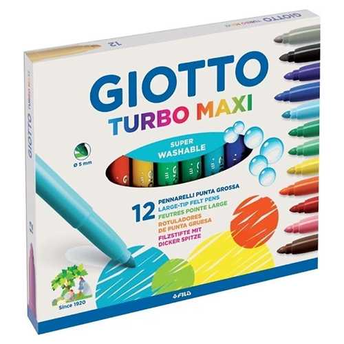 GİOTTO KEÇELİ BOYA KALEMİ TURBO MAXİ 12 RENK