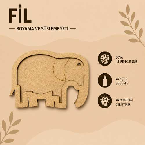 ESMAY MDF BOYAMA OBJESİ KATMANLI FİL 9X6CM