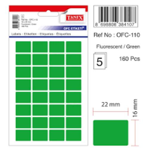 TANEX OFİS ETİKETİ 16X22MM OFC-110 YEŞİL