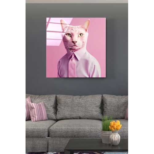 KEDİ PORTRE CAM TABLO, DEKORATİF CAM TABLO